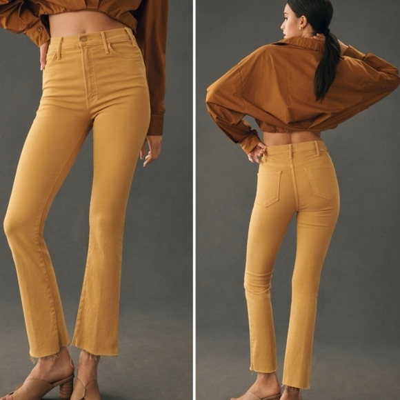 Mother The Hustler Ankle Fray High-Waisted Mustard Wash Tincel Jeans size 26 - Picture 1 of 12